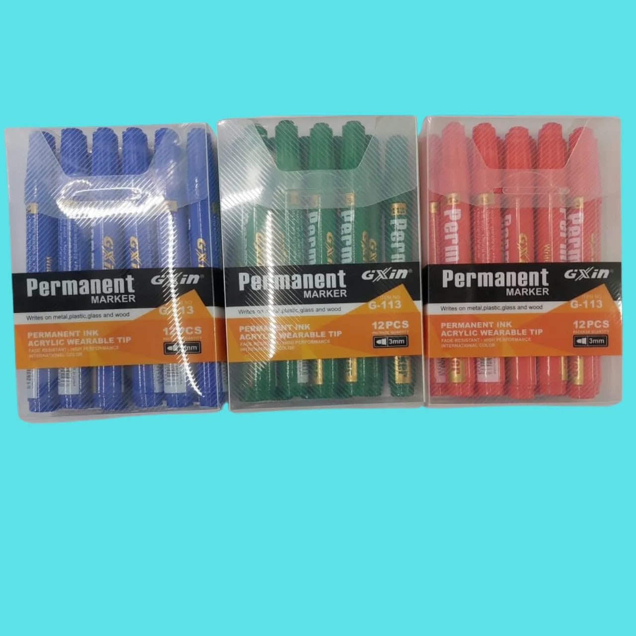 GXin Permanent Marker G-113 Acrylic Wearable Tip (12 Pcs Box)